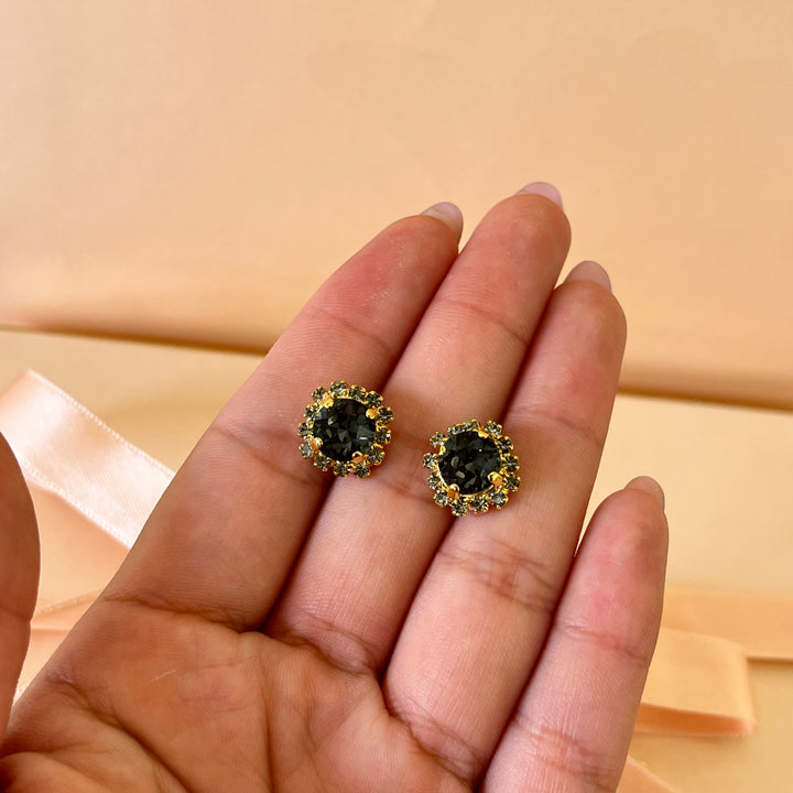 Grey flower preciosa crystals studs