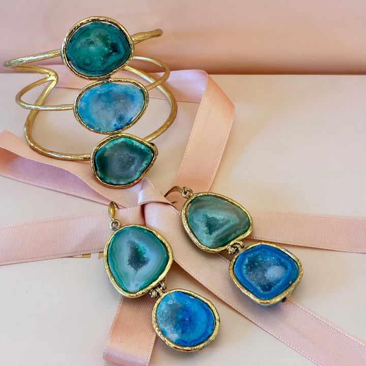 Gold plated geoda handmade set