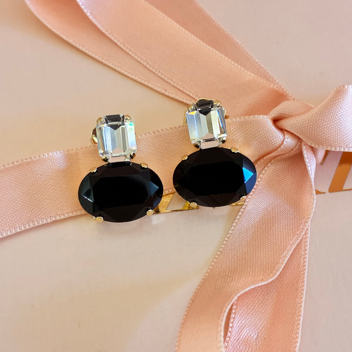 Black Swarovski crystals earrings