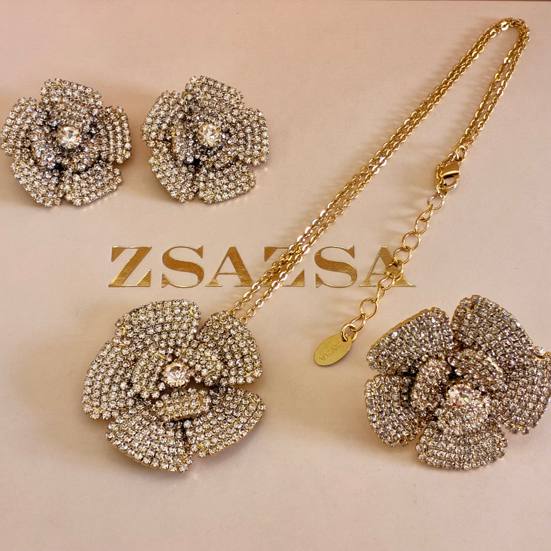 Big Flowers Bronze Swarovski crystals set