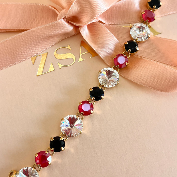 Red and black Swarovski crystals bracelet
