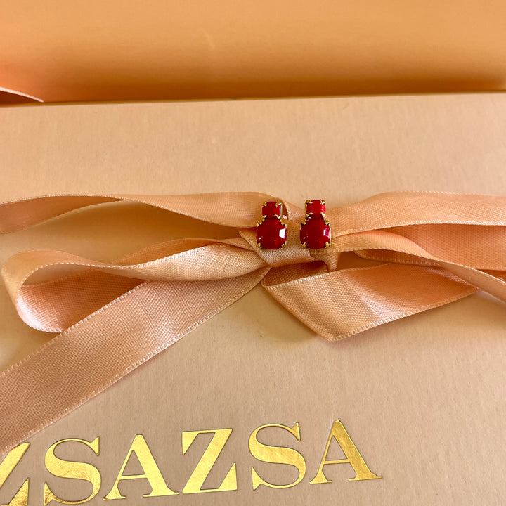 Light red Swarovski Crystals studs