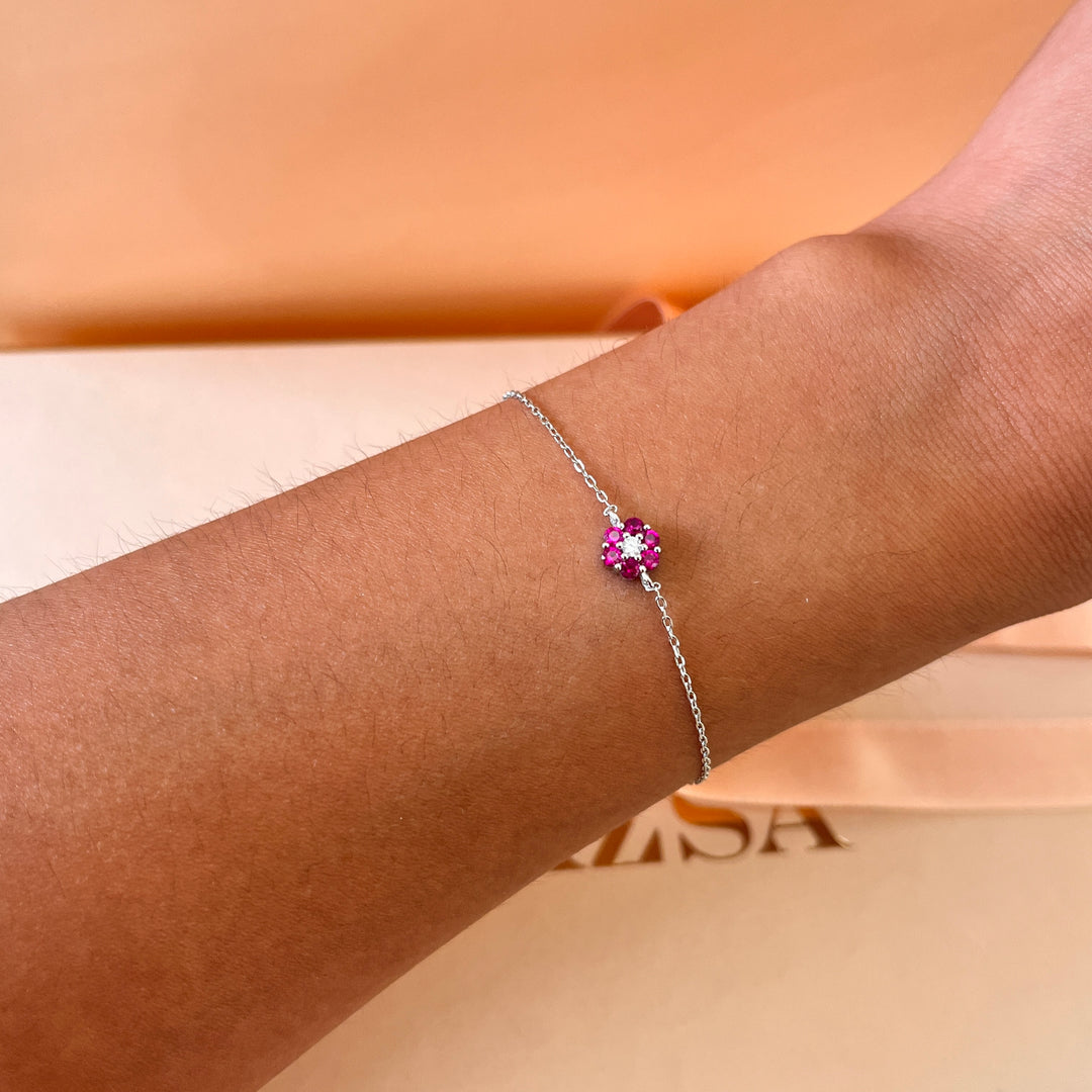 Fuchsia flower zircone bracelet