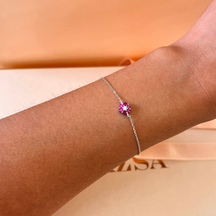 Fuchsia flower zircone bracelet
