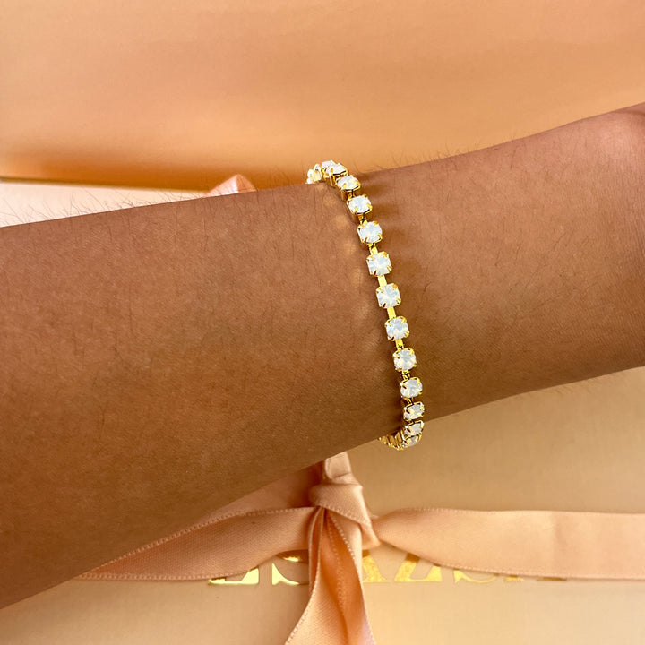 White Swarovski crystals bracelet