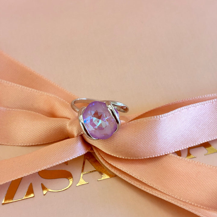 Murano lilac pendant silver set