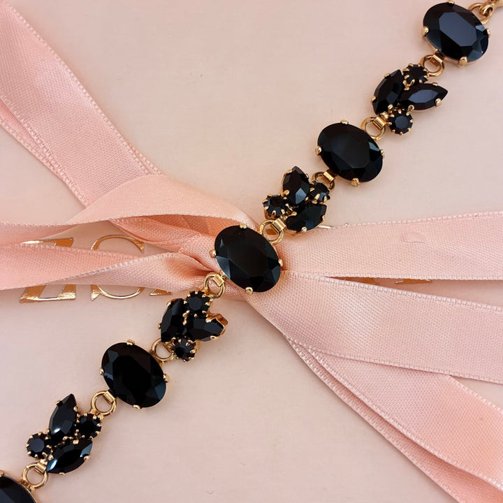 Mixed shapes black preciosa crystals bracelet