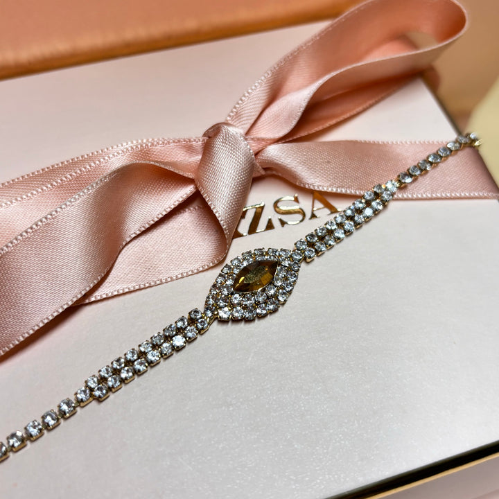 Marquise bronze rhinestone bracelet