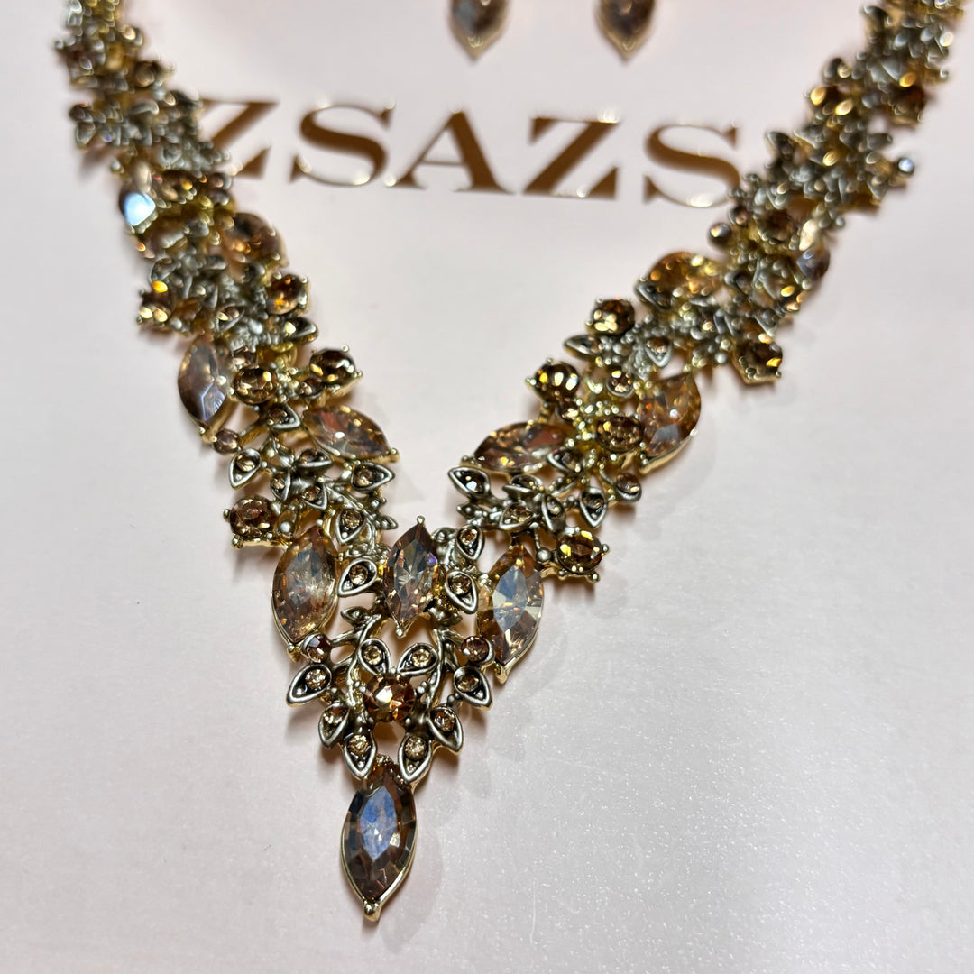 Marquise brown and bronze rhinestone set