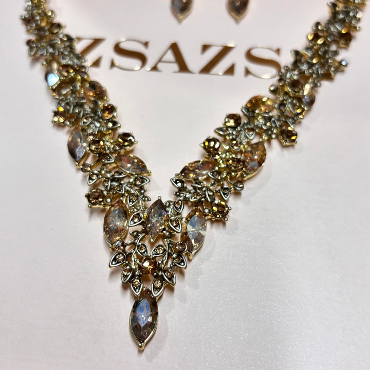 Marquise brown and bronze rhinestone set