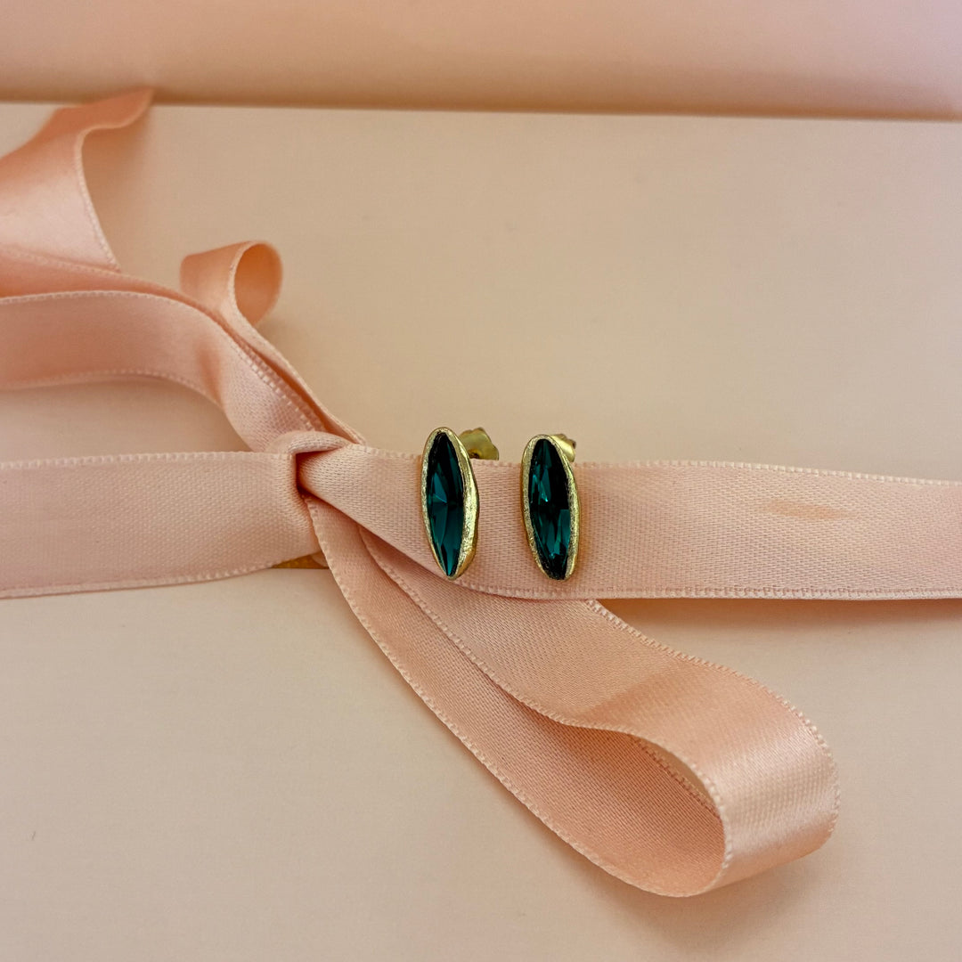 Handmade dark green Swarovski studs