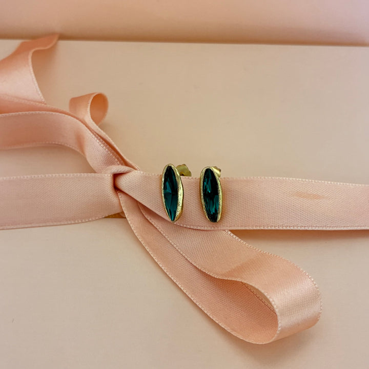 Handmade dark green Swarovski studs