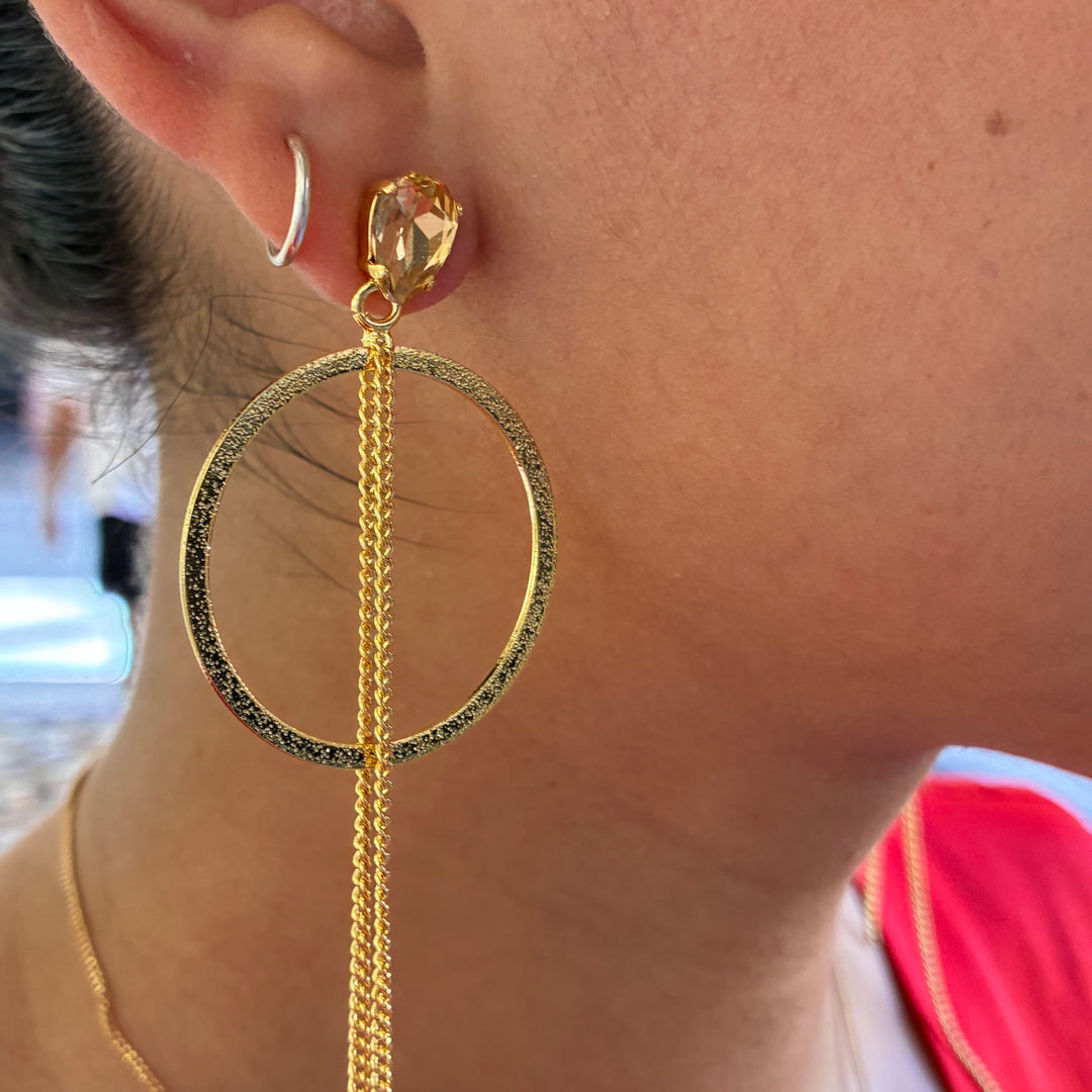 Champagne teardrop long earrings