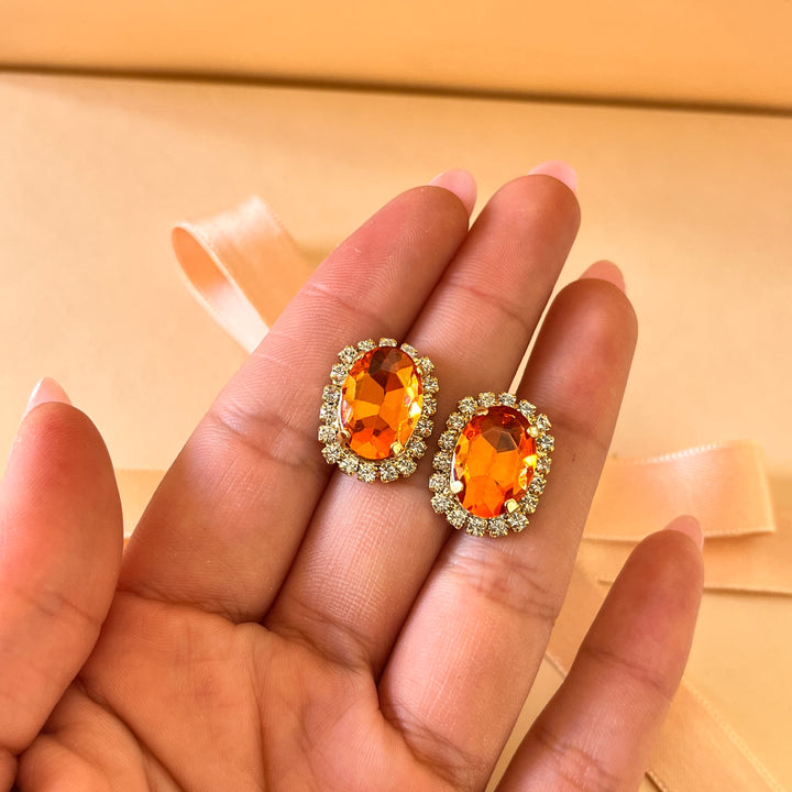 Orange oval Swarovski crystals set