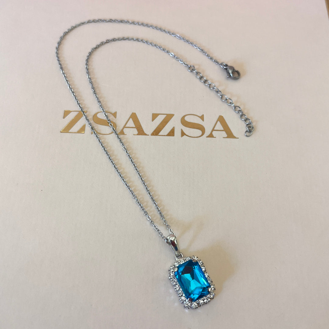 Turquoise rectangular preciosa Crystal pendant