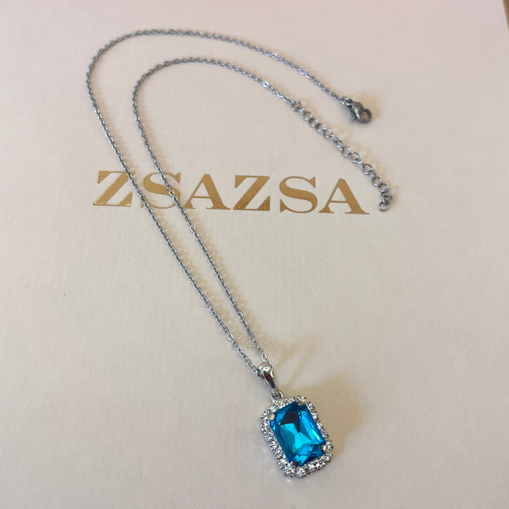 Turquoise rectangular preciosa Crystal pendant