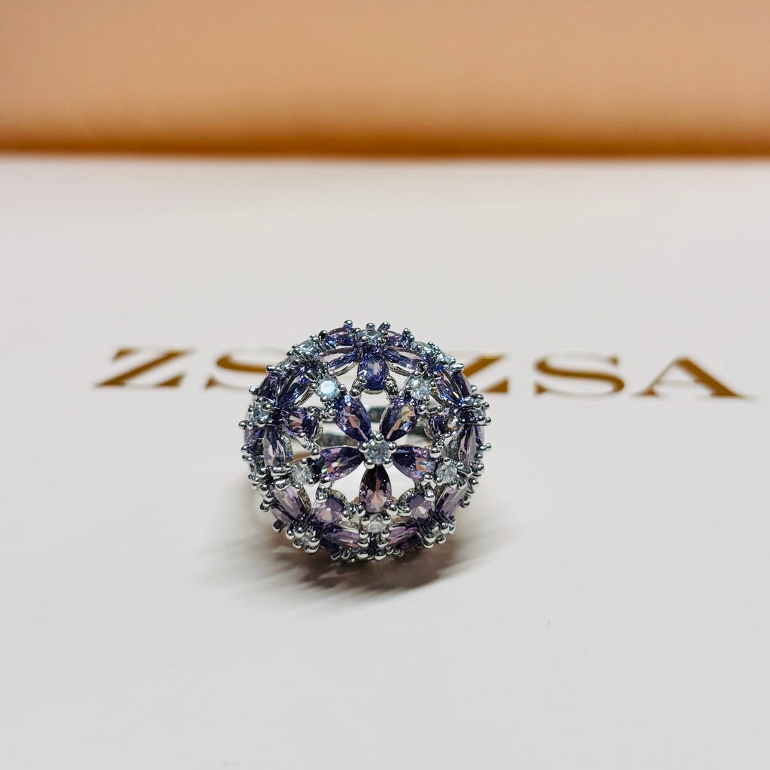 Flower zircone silver set