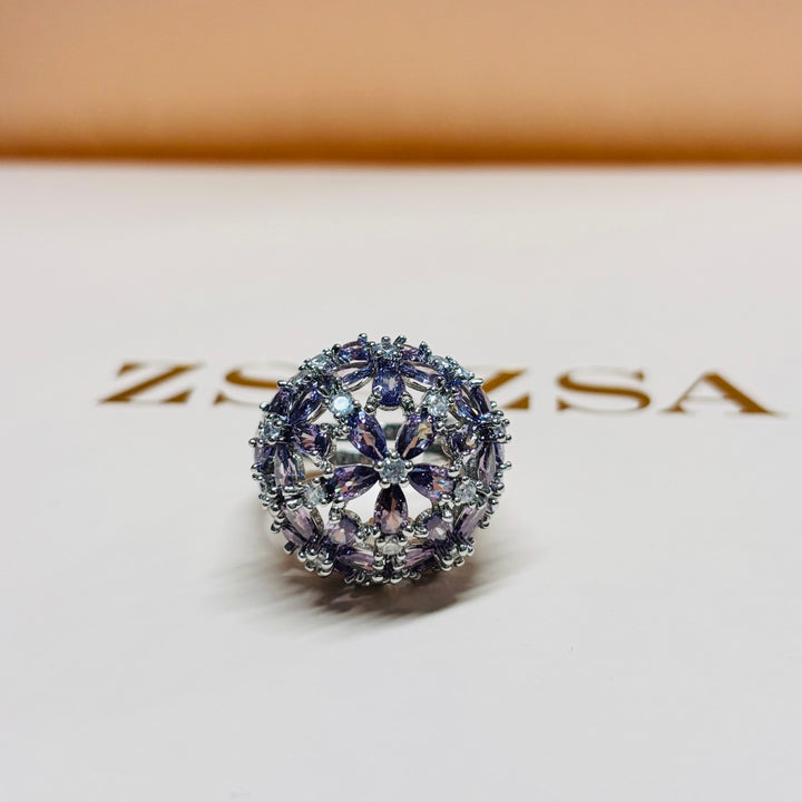 Flower zircone silver set