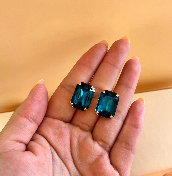Verdemar rectangular Swarovski crystals studs
