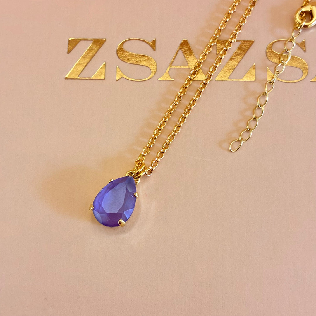 Mix shapes of lilac Swarovski crystals gold plated set