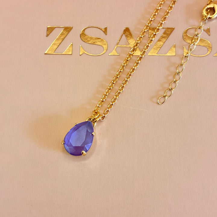 Mix shapes of lilac Swarovski crystals gold plated set