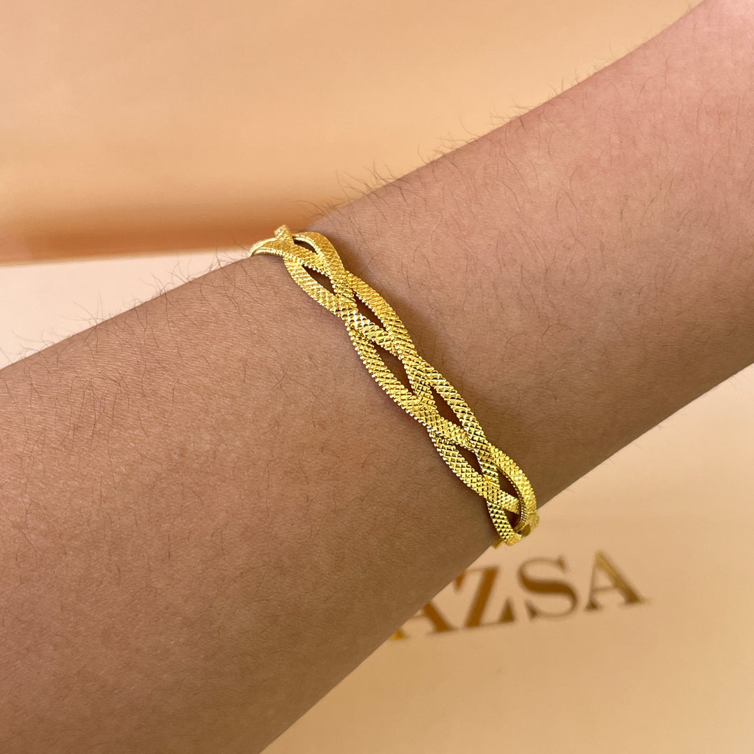 Twisted gold handmade necklace & bracelet