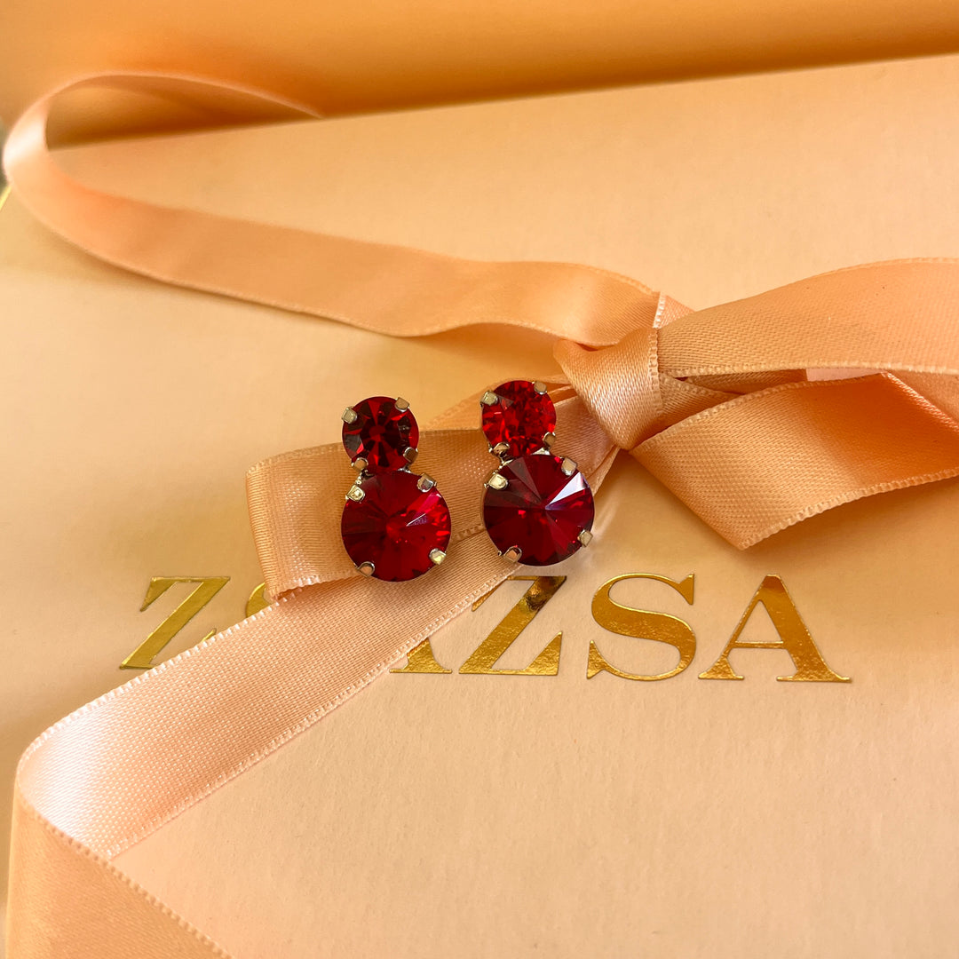 Red Swarovski Crystal studs