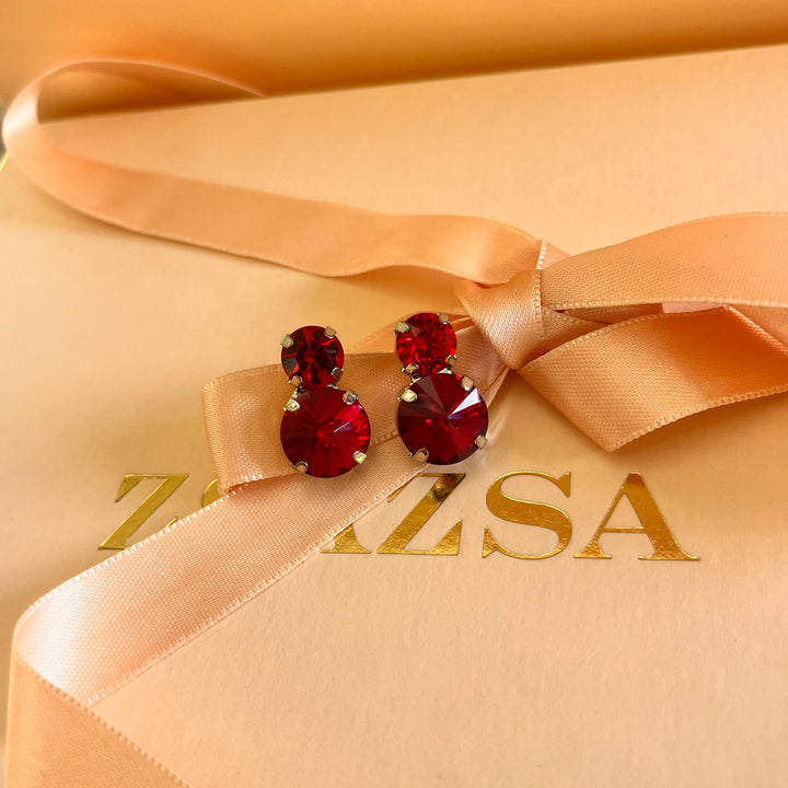 Red Swarovski Crystal studs