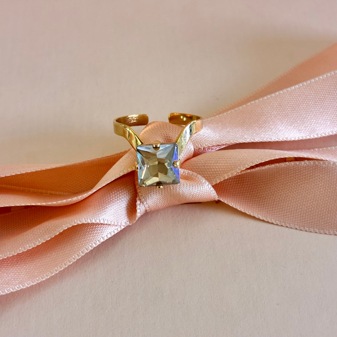 Square bronze gold plated ring