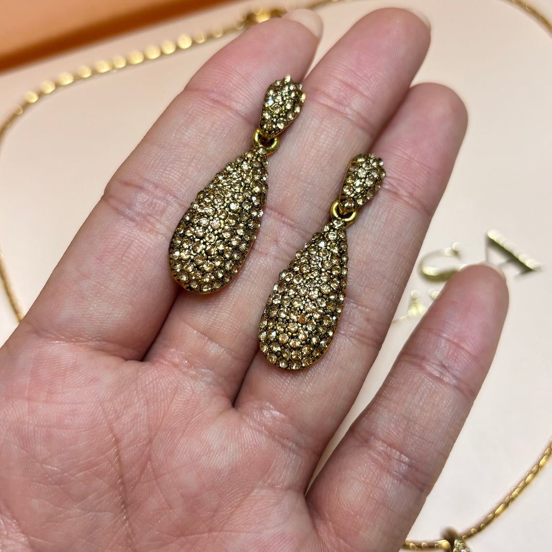 Teardrop bronze rhinestone set