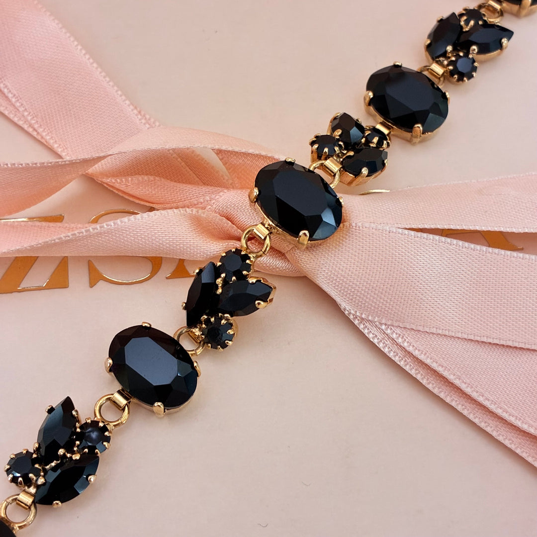 Mixed shapes black preciosa crystals bracelet
