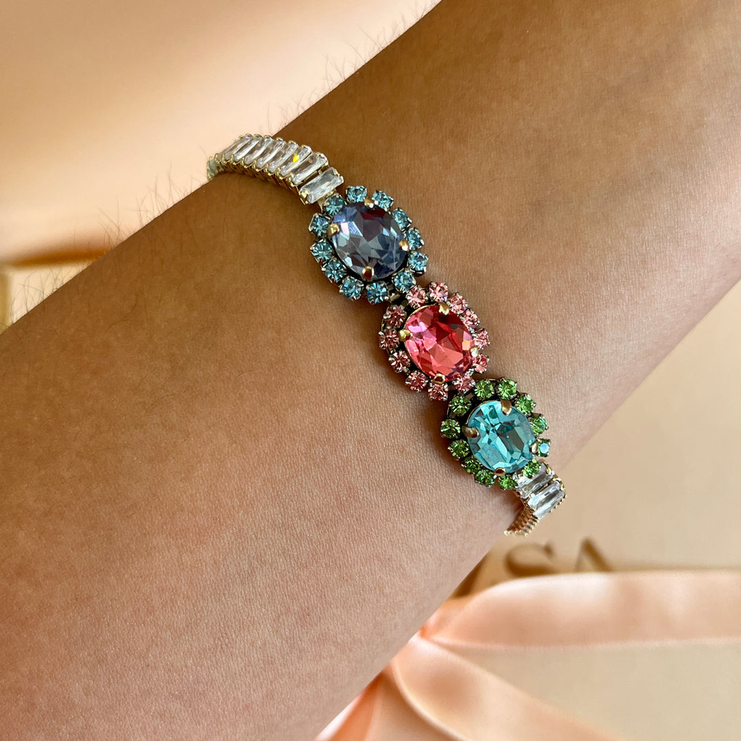 Multicolour Swarovski crystals bracelet