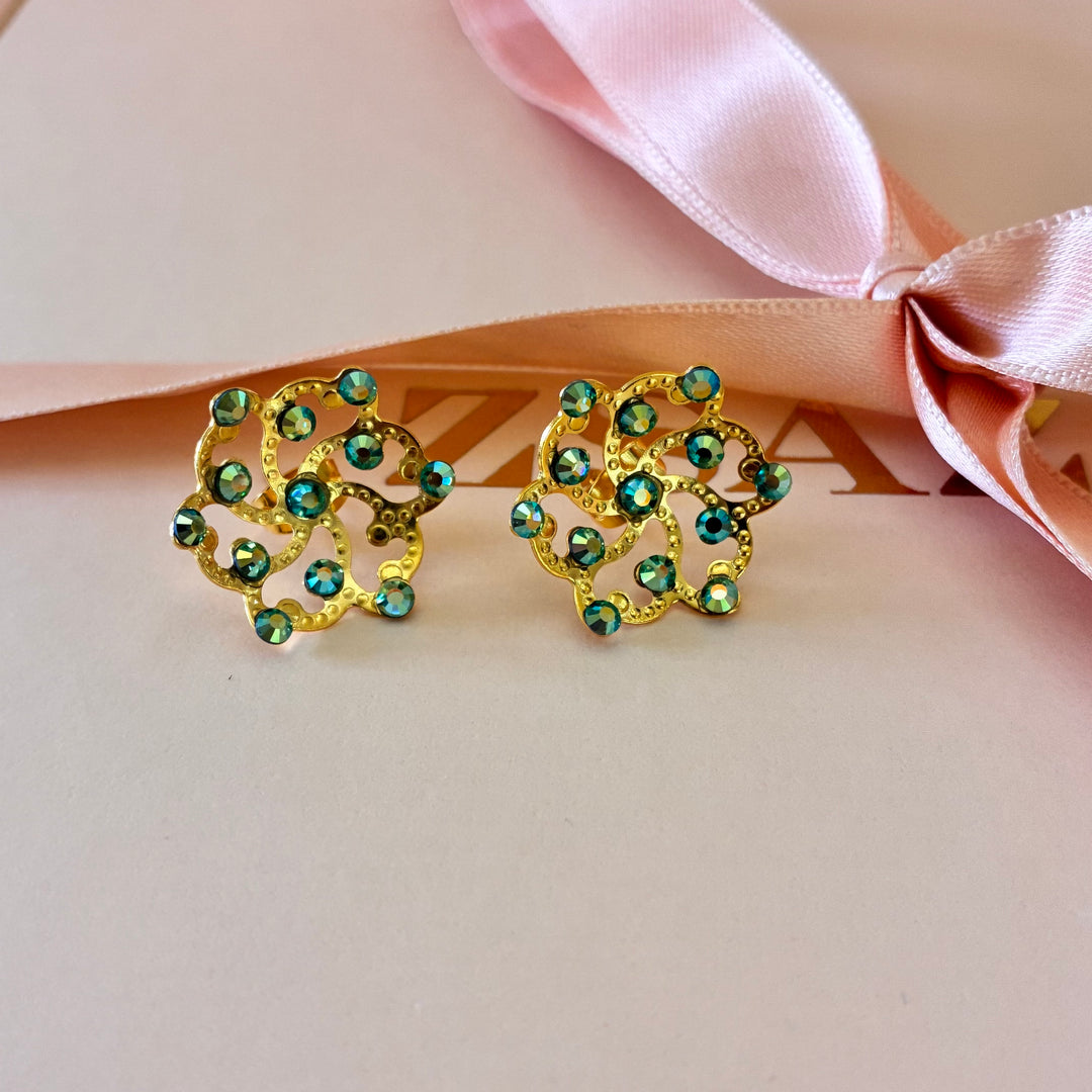Handmade green gold plated set