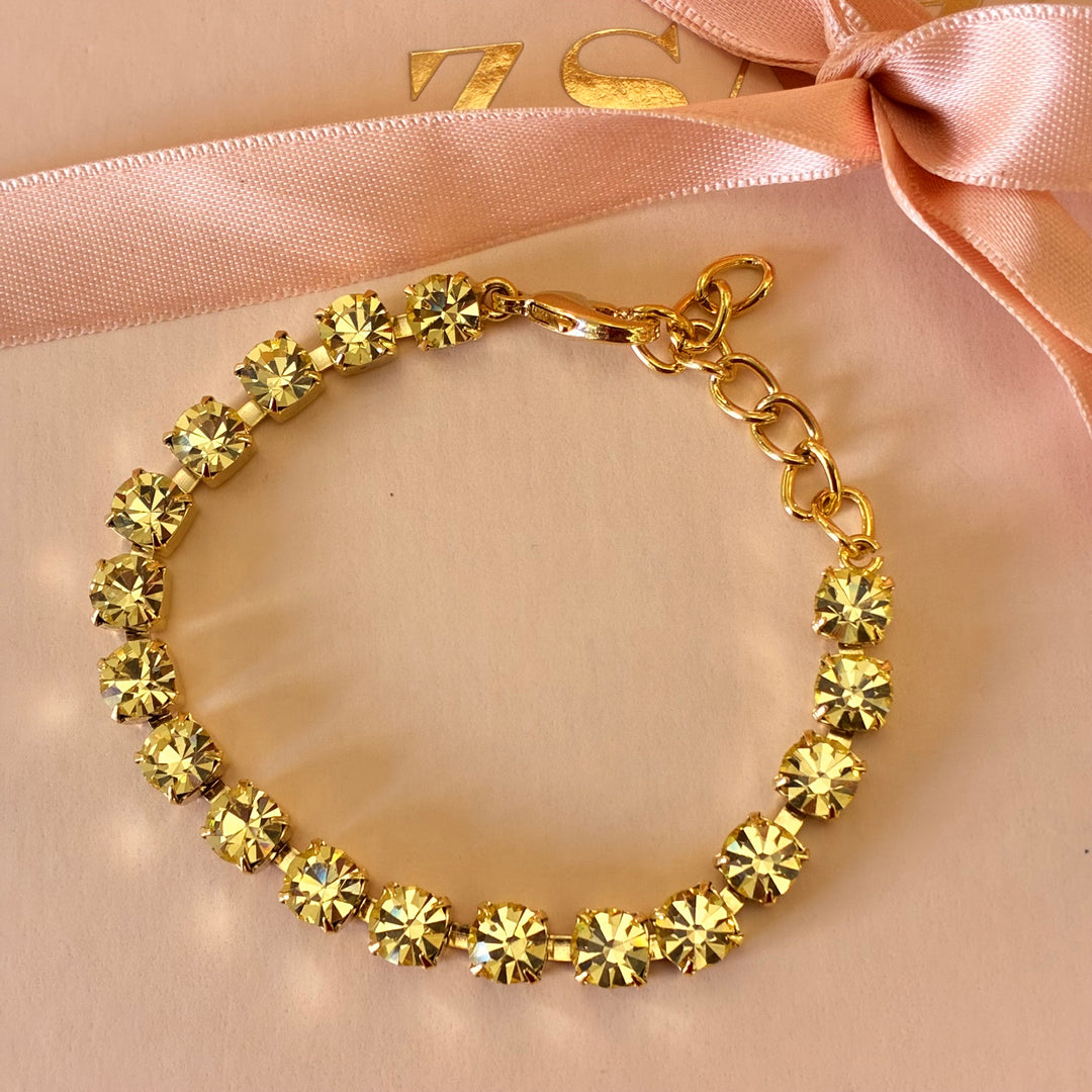 Mint Swarovski crystals gold plated bracelet