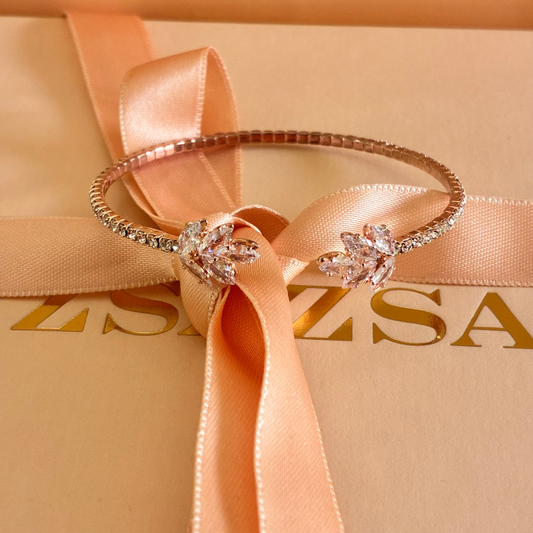 Marquise rose gold plated zircone bangle