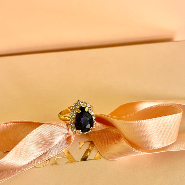 Purple teardrop preciosa crystals set