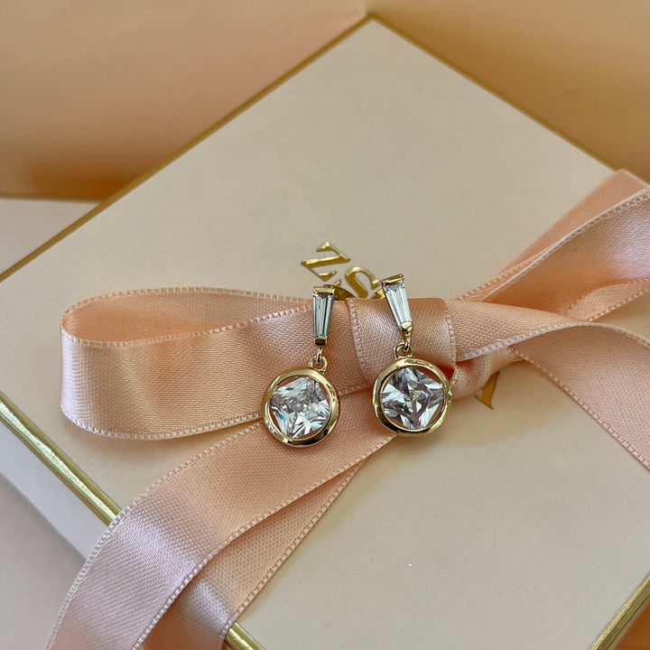 gold zircone earrings