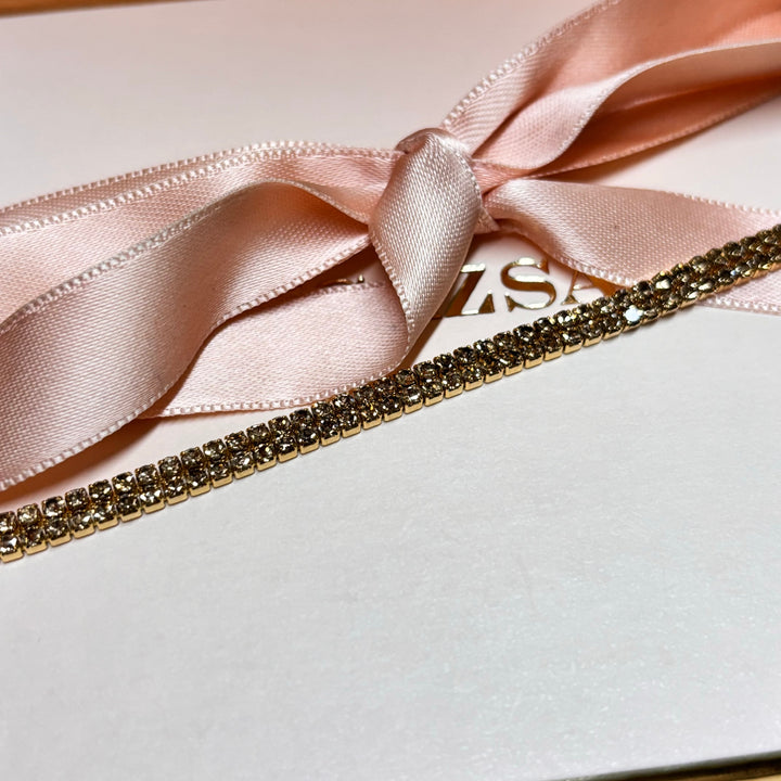 2 Rows bronze rhinestonte bracelet