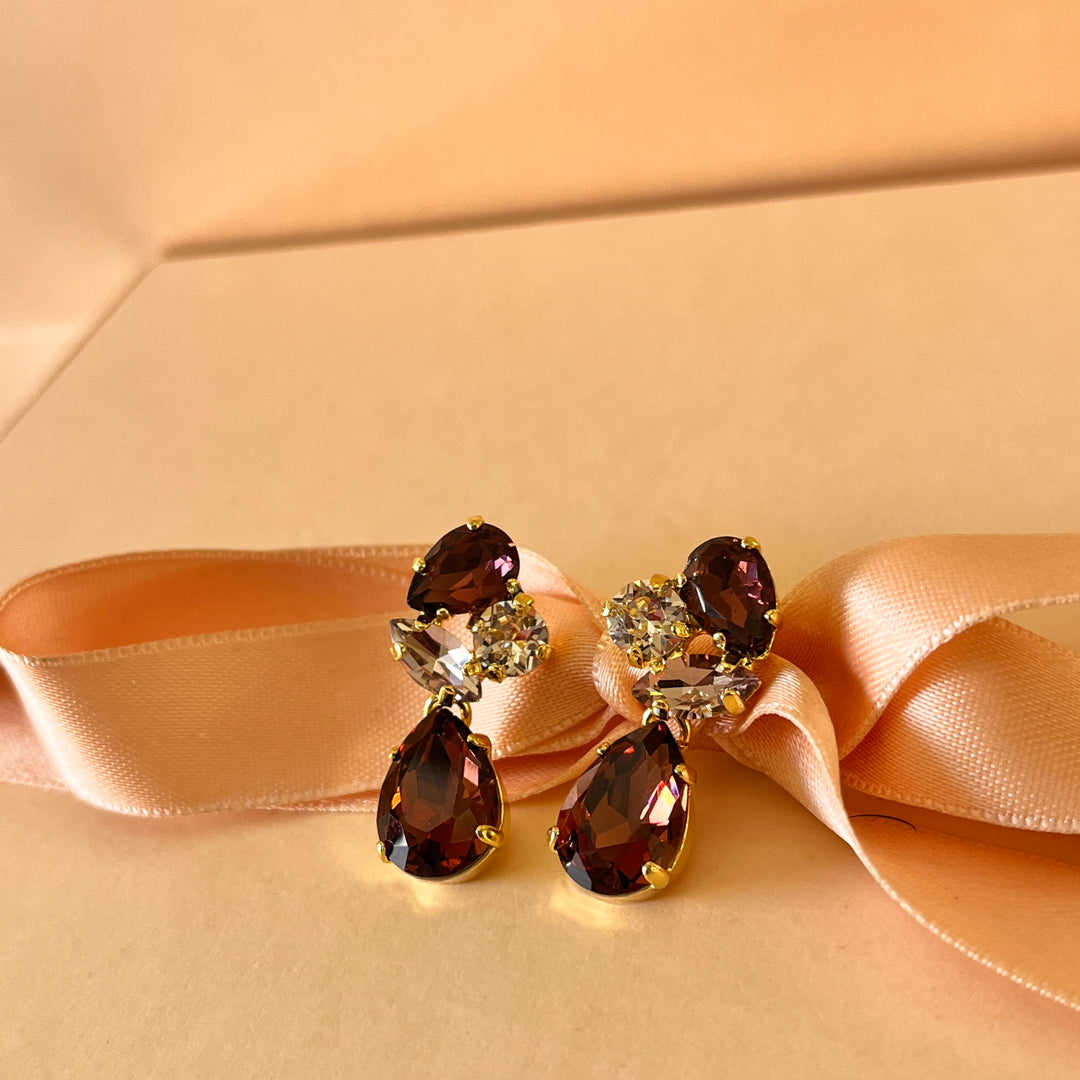 Purple teardrop Swarovski crystals set