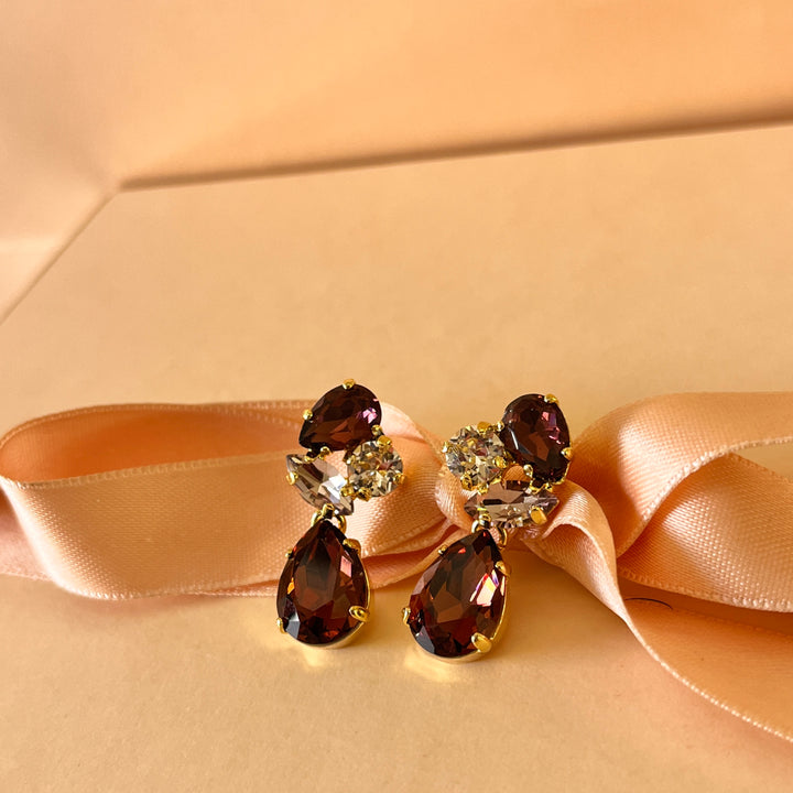 Purple teardrop Swarovski crystals set