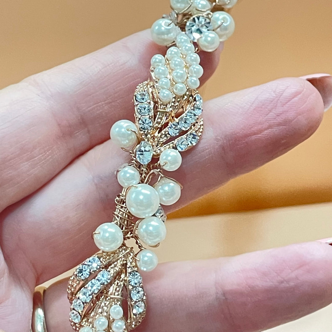 Dainty rose gold and pearls headband