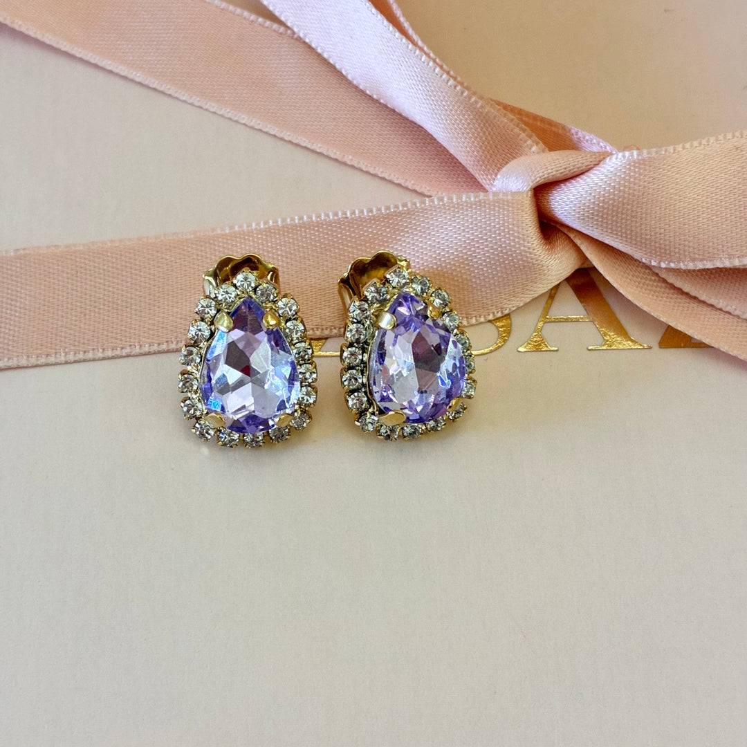 Teardrop lilac Preciosa crystals gold plated set