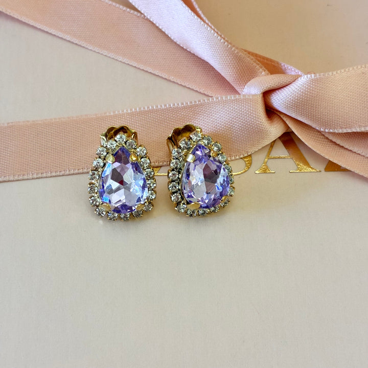 Teardrop lilac Preciosa crystals gold plated set