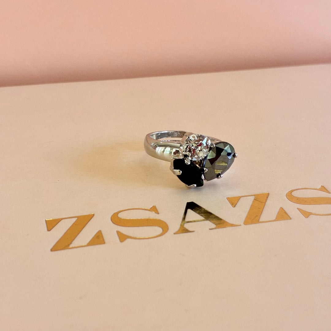 Multistone black and grey Swarovski crystal set