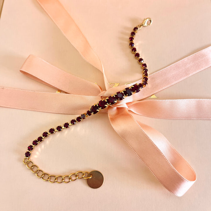 Dark red Swarovski crystals bracelet