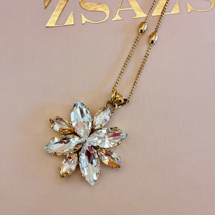 Flower Champagne Swarovski crystals set