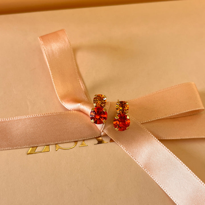 Orange Swarovski crystals studs