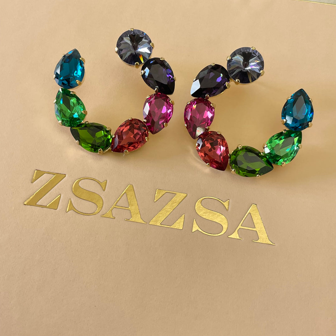 Multicolour earrings and bracelet Swarovki crystals set