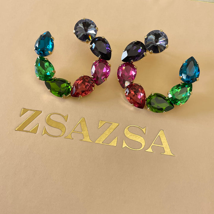 Multicolour earrings and bracelet Swarovki crystals set