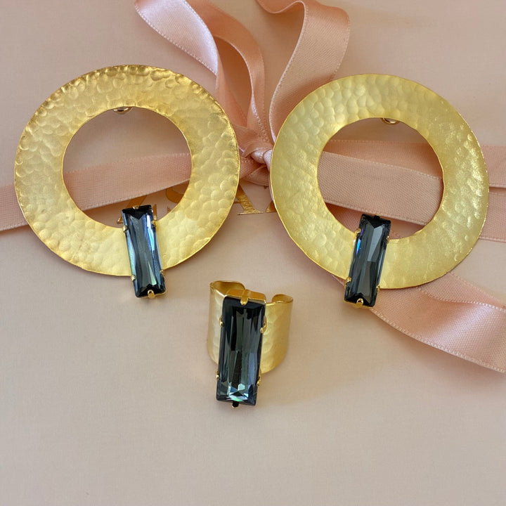 Handmade grey gold plated set